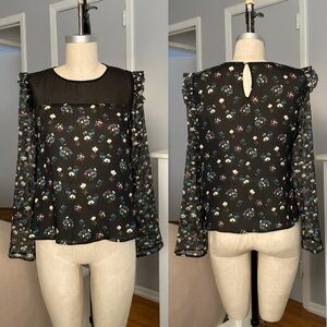 Womens Zara printed black blouse in size M